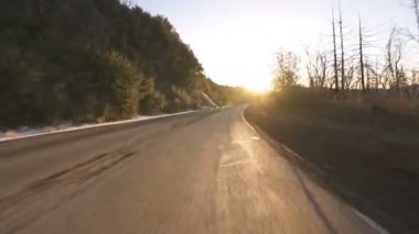 Sunset Winter Mountain Highway Plaka 2 Kaliforniya ABD