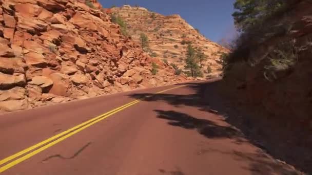 Zion National Park Driving Template Checkerboard Mesa Carmel Highway Utah — Stock Video