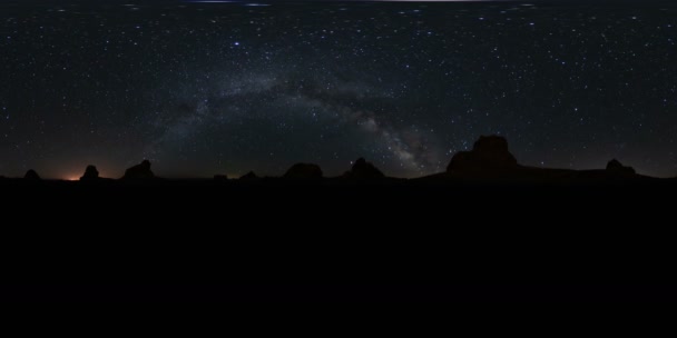 360 Milchstraße Galaxie Zum Sonnenaufgang Zeitraffer Über Trona Pinnacles California — Stockvideo