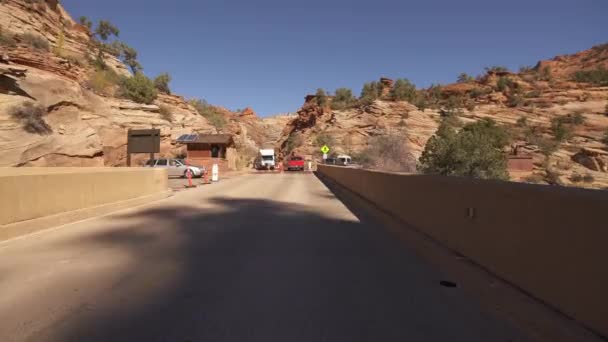 Zion National Park Hyperlapse Tiempo Conducción Lapso Zion Mount Carmel — Vídeo de stock