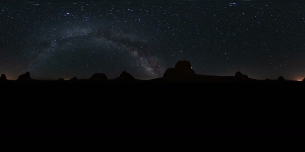 360 Milky Way Galaxy Time Lapse Trona Pinnacles California Usa — стокове відео
