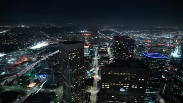 Los Angeles Financial District Nacht Stadtbild Zeitraffer Kalifornien Usa — Stockvideo