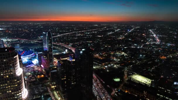 Los Angeles Downtown Pacific Coast Sunset Night Time Lapso Santo — Vídeos de Stock