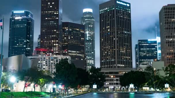 Los Angeles Downtown Clouds Moving Time Lapse California Cityscape Tilt — стокове відео
