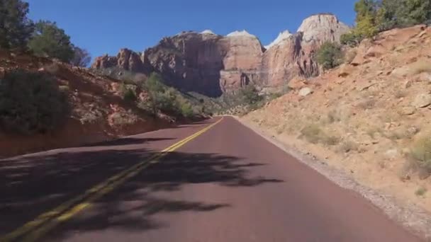 Zion National Park Plantilla Conducción Zion Scenic Drive Utah Usa — Vídeo de stock