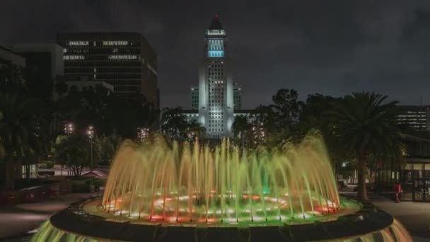 Los Angeles City Hall Grand Park Fontanna Wodna Czas Lapse — Wideo stockowe