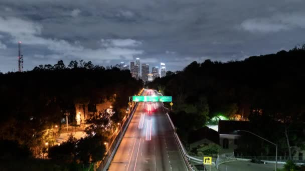 Los Angeles Freeway Traffic Grand View Point Night Time Lapse — Wideo stockowe