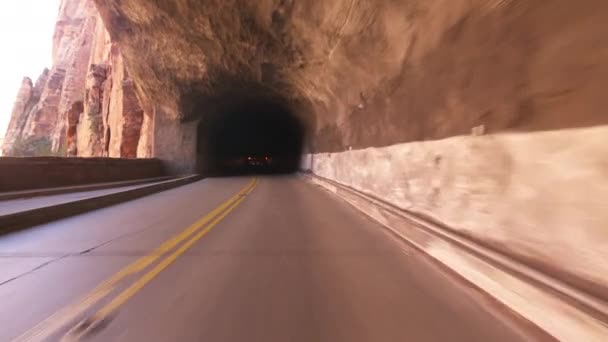 Zion National Park Driving Template Zion Carmel Tunnel Utah Usa — Stockvideo