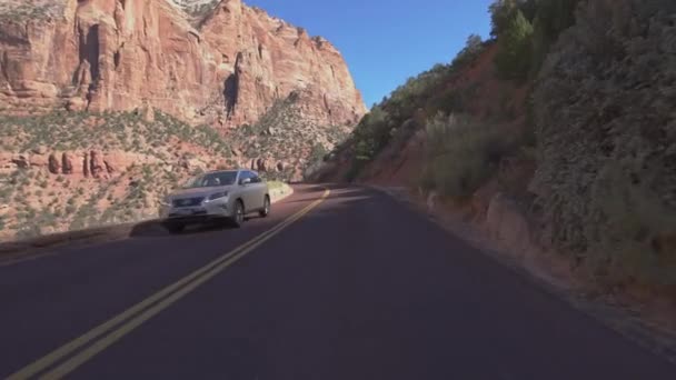 Zion National Park Plantilla Conducción Zion Scenic Drive Utah Usa — Vídeo de stock