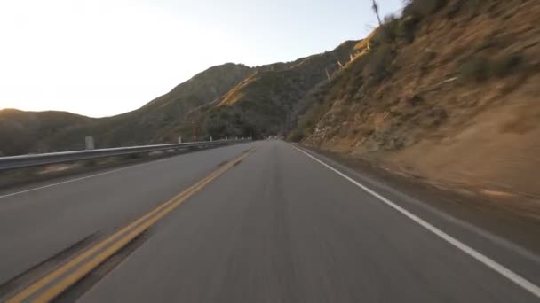 Sunset Mountain Highway Driving Plate Califórnia Eua — Vídeo de Stock