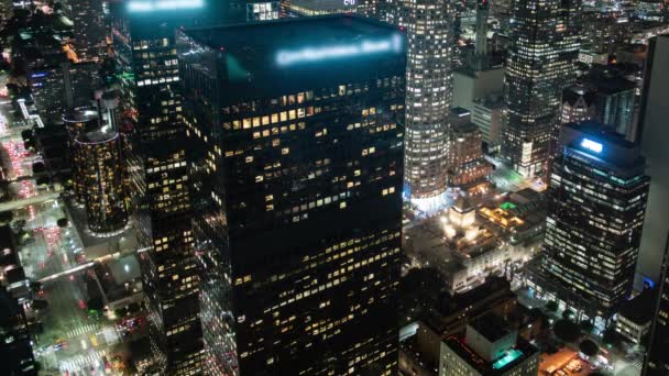 Los Angeles Downtown Financial District Night Cityscape Time Lapse California — Stock video