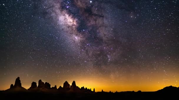 Milchstraße Galaxie Südhimmel 35Mm Aquariden Meteor Shower 2019 Sonnenaufgang Trona — Stockvideo