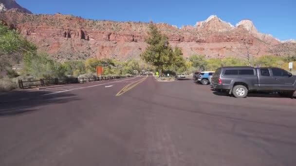 Zion Ulusal Parkı Şablon Zion Kanyonu Utah Ziyaretçi Merkezi — Stok video