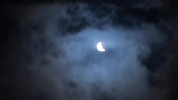 Полное Лунное Затмение 2019 Super Bloody Wolf Moon Time — стоковое видео