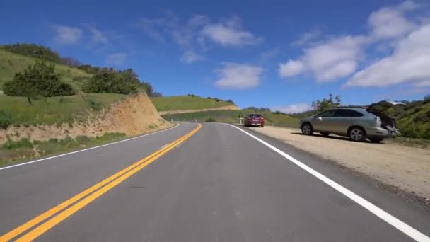 Carrizo Plain Highway Westbound Mountain Pass Driving Plate California Usa — Stock Video