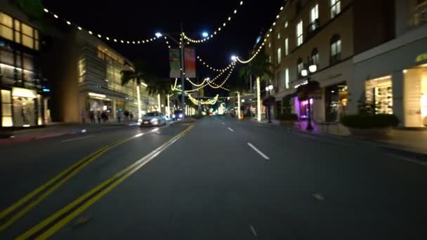Автомобильная Платформа Shallow Focus Beverly Hills Rodeo Drive Бульваре Уилшир — стоковое видео
