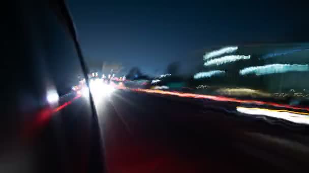 Conduite Hyperlapse Reflets Fenêtre Arrière Autoroute Santa Monica Californie Usa — Video