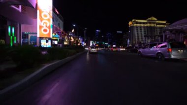 Las Vegas Strip Plaka Sürüşü 12. gece Flamingo Nevada ABD 'de güneye gidiyor.
