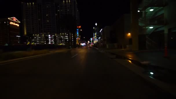 Las Vegas Strip Driving Plate Southbound Nuit Fremont Nevada Usa — Video