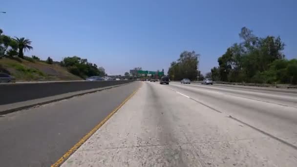 Los Angeles Santa Monica Freeway Westbound Overland Ave Driving Plate — стокове відео