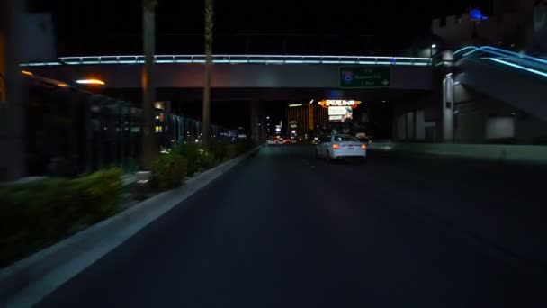 Las Vegas Strip Driving Plate Southbound Night Tropicana Ave Nevada — Stock video