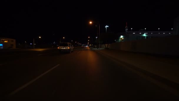 Лас Вегас Backstreet Driving Plate Industrial Northbound Ночью Невада Сша — стоковое видео