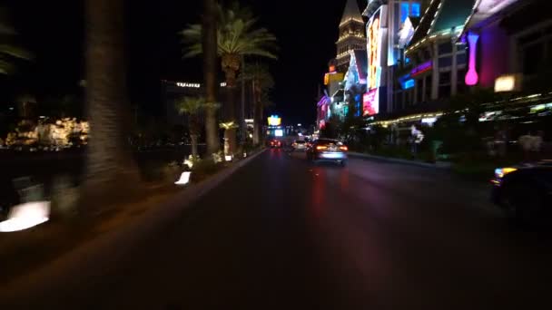 Las Vegas Strip Driving Plate Northbound Nuit Mirage Nevada Usa — Video