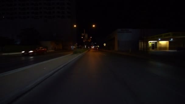 Las Vegas Blvd Downtown Guidare Piatto Direzione Nord Durante Notte — Video Stock