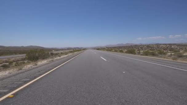 Desert Highway Joshua Tree Modelo Condução Vista Frontal Califórnia Eua — Vídeo de Stock