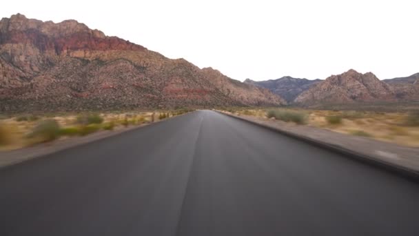 Driving Plate Nevada Desert Canyon Road Sunset Nevada Usa — стокове відео