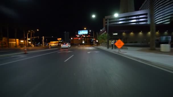 Las Vegas Strip Driving Plate Południe Nocy Main Nevada Usa — Wideo stockowe