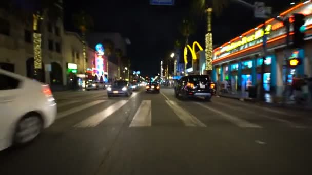 Placa Conducción Shallow Focus Hollywood Blvd Eastbound Highland Ave California — Vídeo de stock