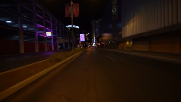 Las Vegas Blvd Downtown Driving Plate Northbound Bei Nacht Der — Stockvideo