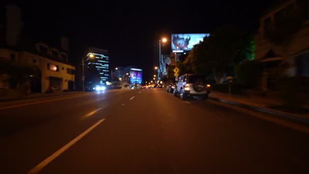 Sürücü Plakası Sığ Odaklı Los Angeles Günbatımı Strip Doheny California — Stok video