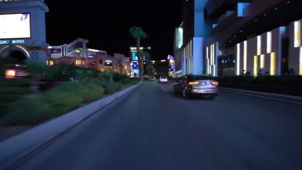 Las Vegas Strip Driving Plate Northbound Night Caesars Palace Nevada — Stock video