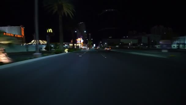 Las Vegas Strip Driving Plate Northbound Night Circus Circus Nevada — Stock video