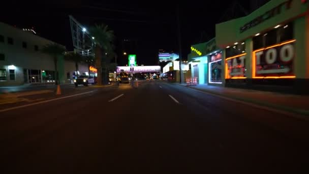 Las Vegas Strip Driving Plate Southbound Noite Sahara Ave Nevada — Vídeo de Stock