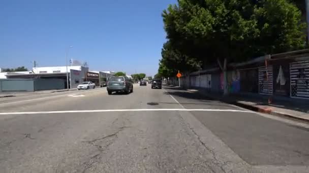 Santa Monica Blvd Eastbound Bundy Driving Plate California Usa — стоковое видео