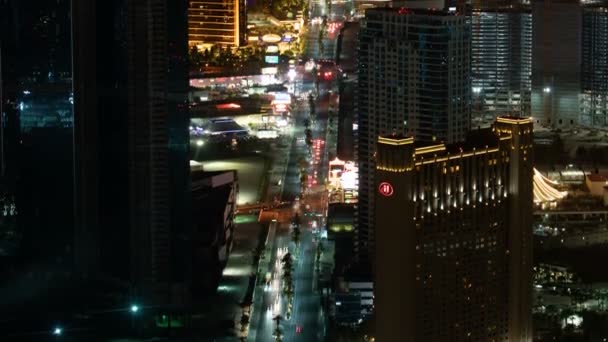 Las Vegas Strip Air Time Lapse Hotel Casino Éjszaka Nevadában — Stock videók