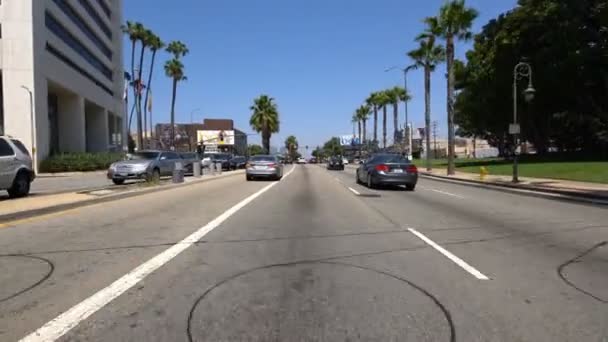 Santa Monica Blvd East Bound Sepulveda Blvd Driving Plate California — Video