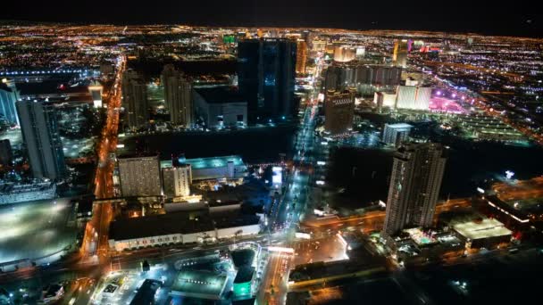 Las Vegas Strip Skyline Aerial Time Lapse Cityscape Night Nevada — стокове відео