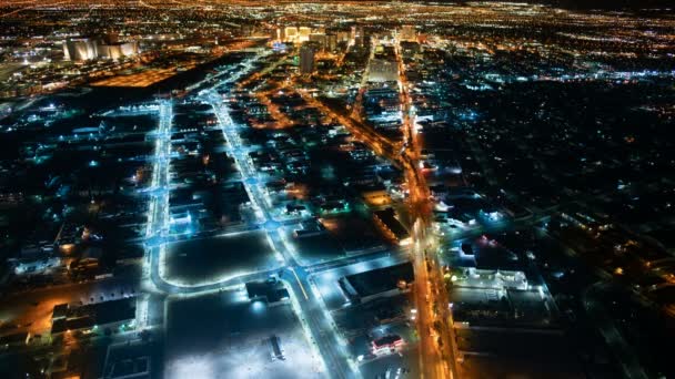 美国内华达州拉斯维加斯市中心街道与空中时差的城市景观 — 图库视频影像