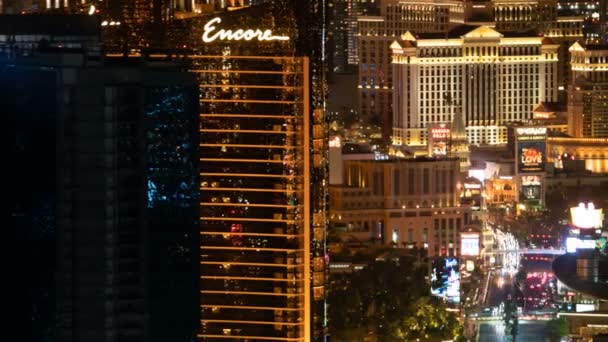 Las Vegas Strip Tempo Aéreo Lapso Hotel Casino Noite Nevada — Vídeo de Stock