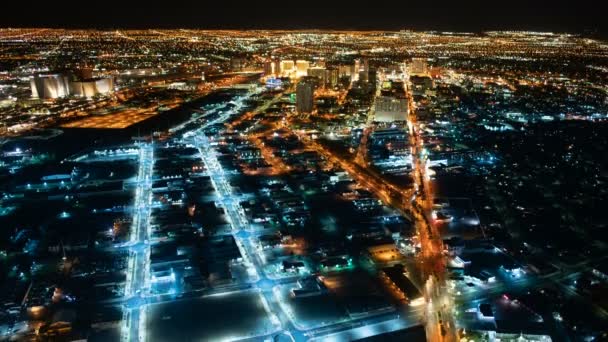 美国内华达州拉斯维加斯市中心街道与城市景观的空中时差 — 图库视频影像