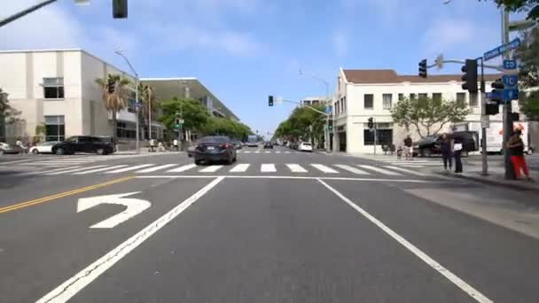 Santa Monica Boulevard Eastbound 6Th Driving Plate California Usa — Stok Video
