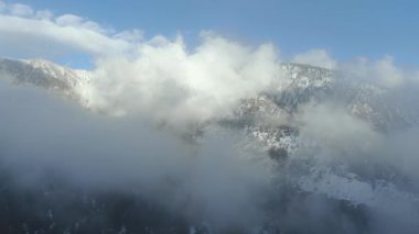 Bulutların Üzerinde Uçan Kış Ormanı 'nın Havadan Çekimi Geriye