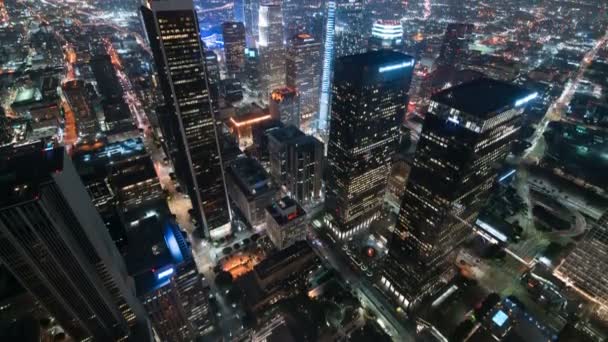 Los Angeles Downtown Financial District Aerial Time Lapse California Inclinarse — Vídeo de stock