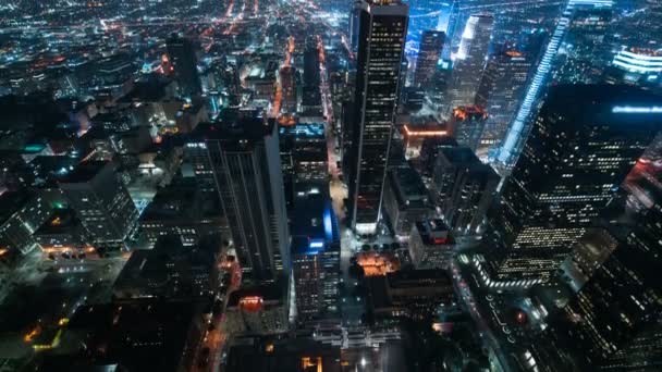 洛杉矶市区格林威治摩天大楼空中时光飞逝在加州美国倾斜向上 — 图库视频影像