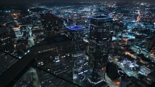 Los Angeles Downtown East Aerial Night Time Lapse California Usa — Vídeo de stock