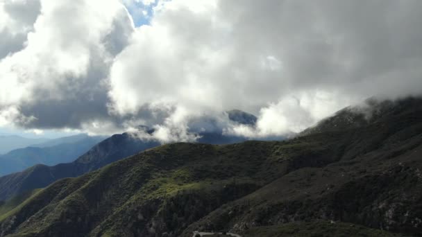 Aerial Shot Mountain Ridges Clouds California Left — Stock Video